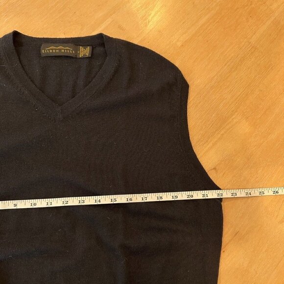 Eildon Hills 90’s Mens Sweater Sleeveless Vest V-Neck Black Merino‎ Wool Size L - Picture 6 of 6